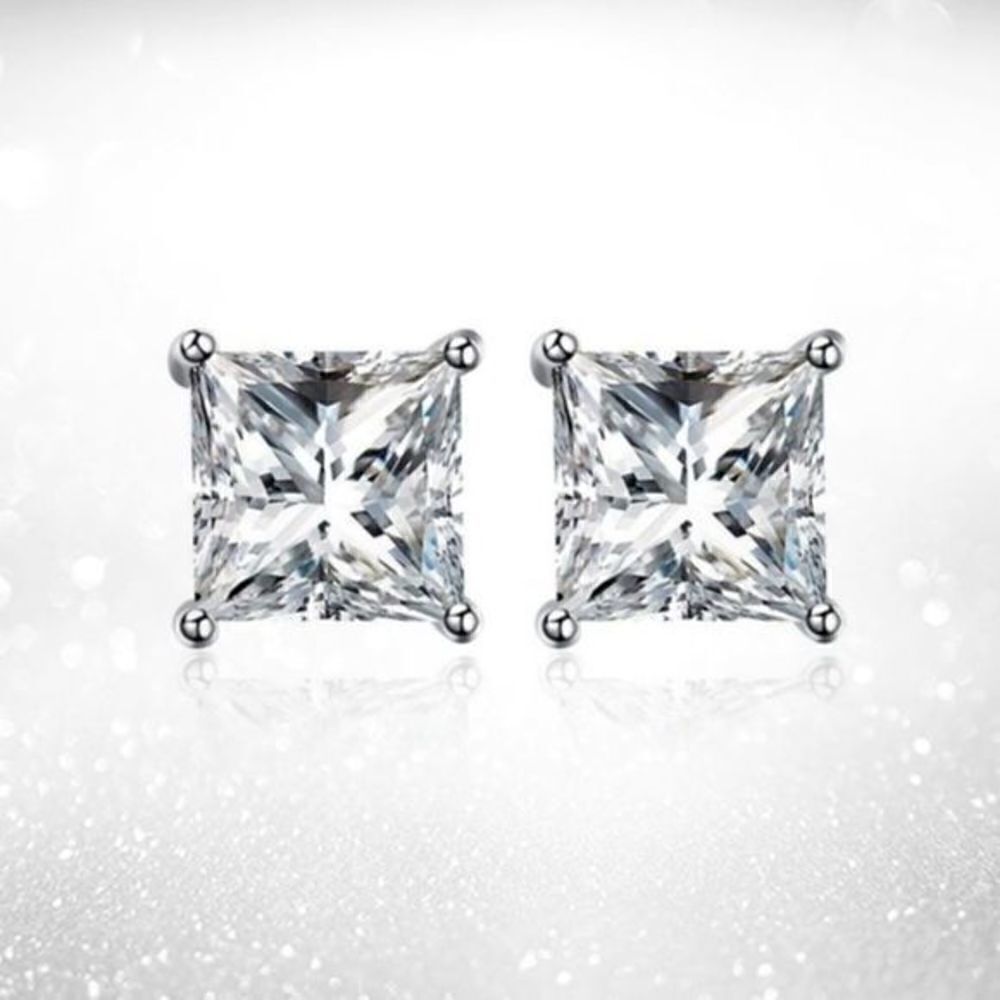 925 Renaissance Collection Princess Cut Earrings - Picture 3 of 3